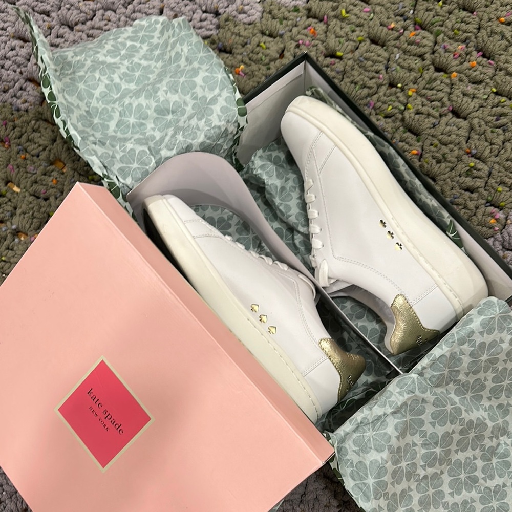 Kate Spade White and Gold Women's Sneakers